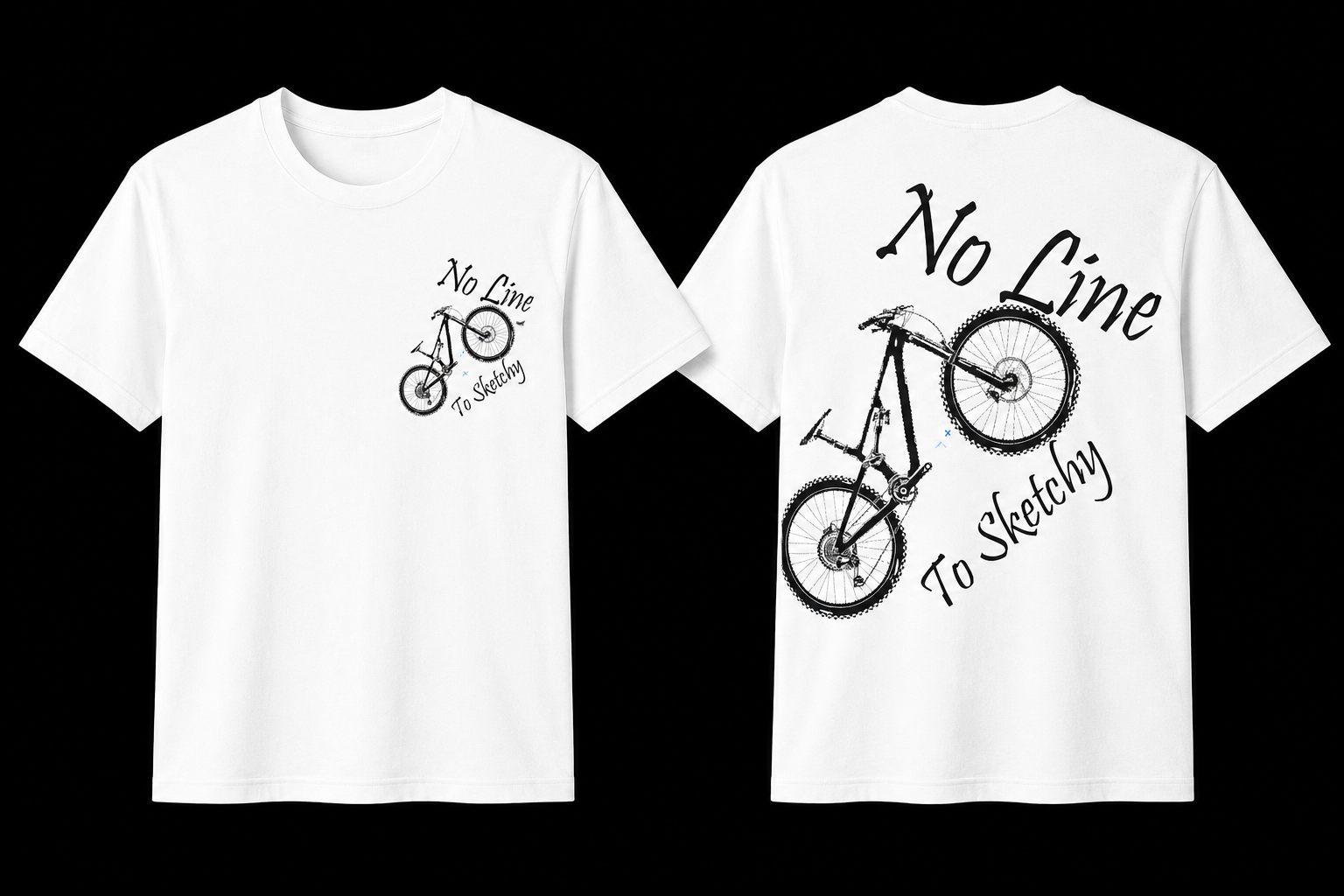 No Line To Sketchy" Graphic Bicycle T-Shirt - White