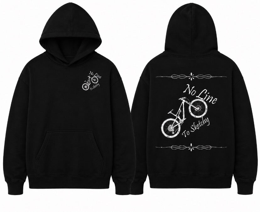 No Line To Sketchy" Graphic Bicycle Hoodie - Black
