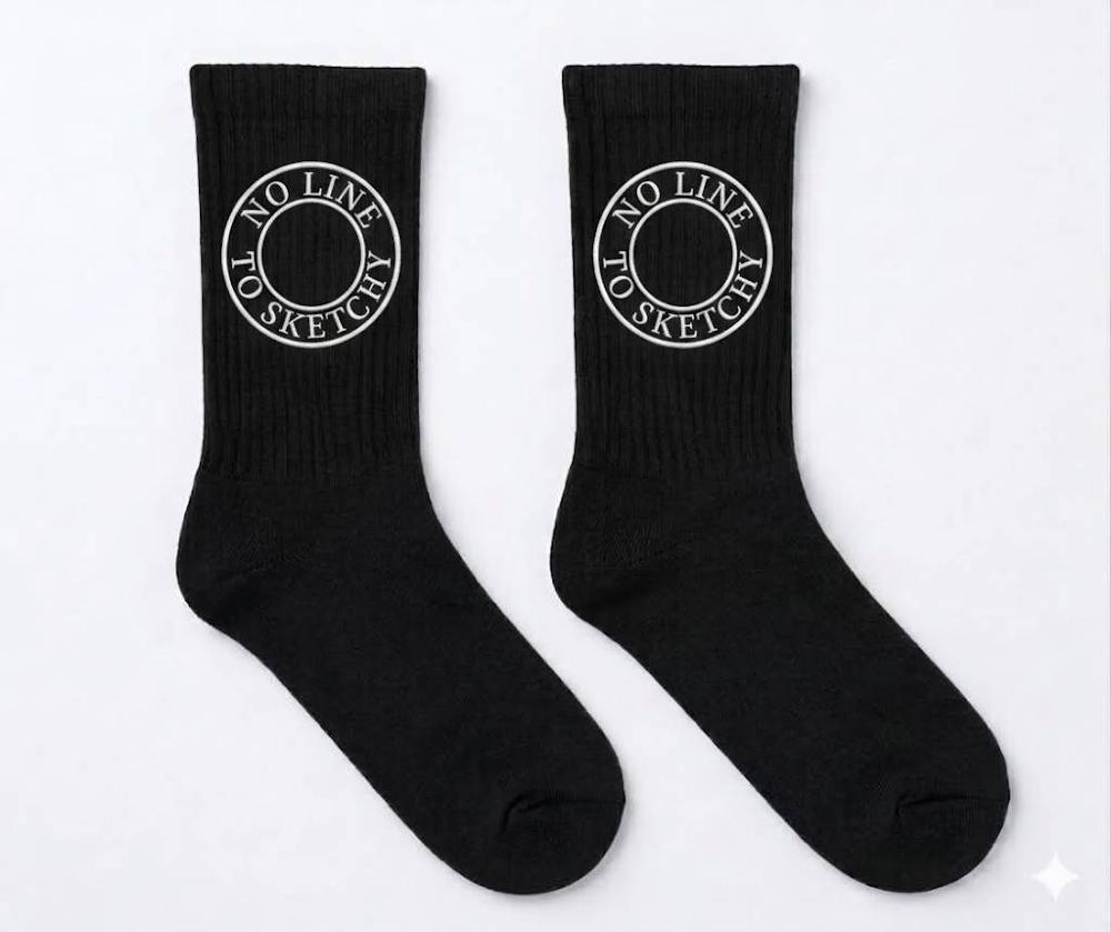 No Line To Sketchy" Crew Socks - Black