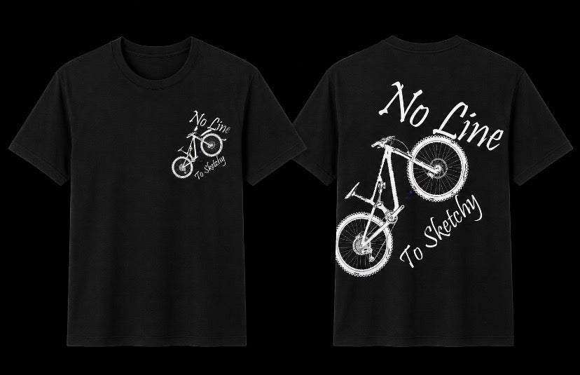 No Line To Sketchy" Graphic Bicycle T-Shirt - Black